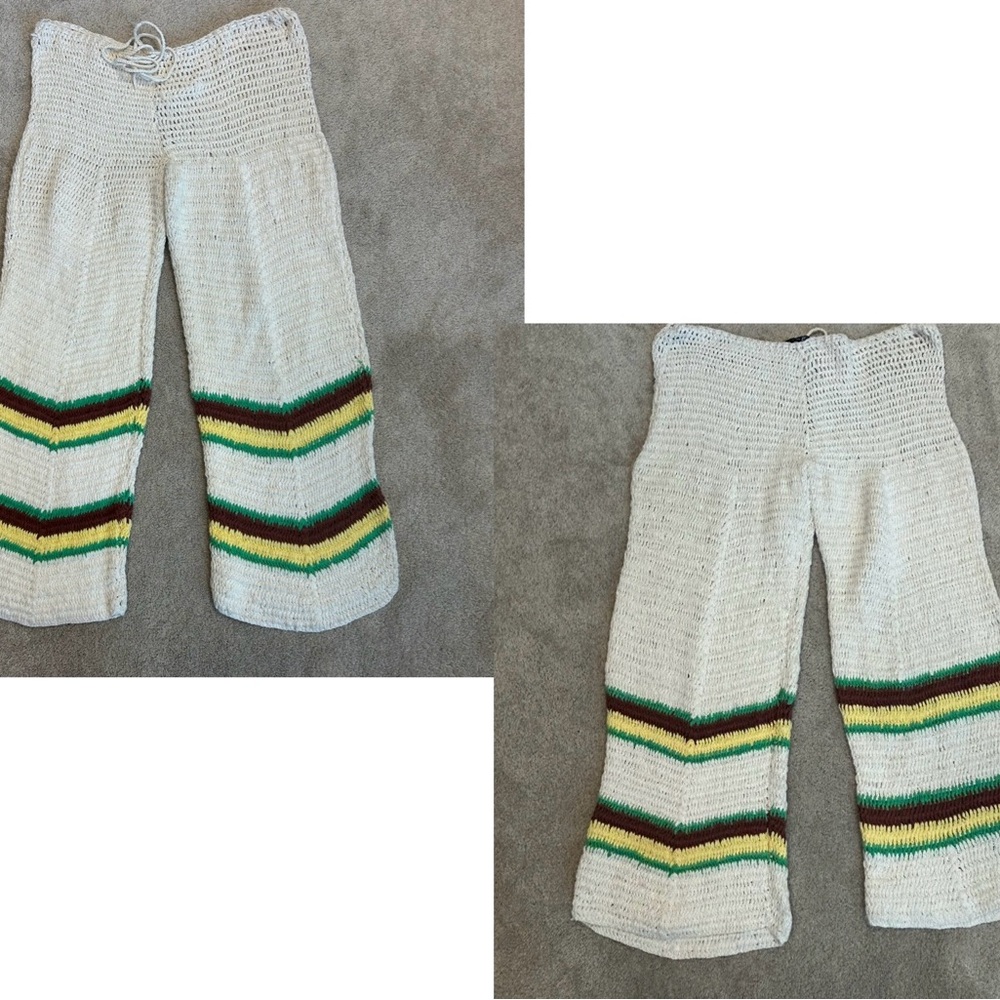 Zara crochet knit Rasta pants drawstring beach coverup Sz M NWOT summer vacation - Picture 8 of 14